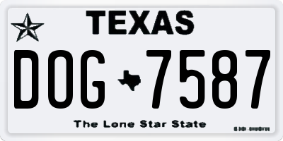 TX license plate DOG7587