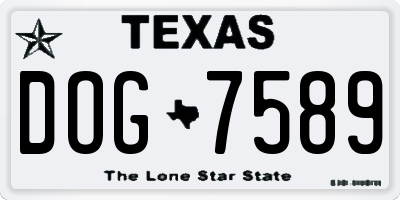 TX license plate DOG7589