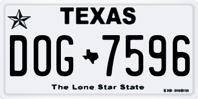 TX license plate DOG7596