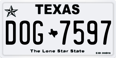 TX license plate DOG7597