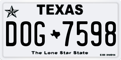 TX license plate DOG7598