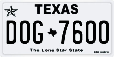 TX license plate DOG7600