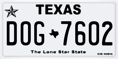 TX license plate DOG7602