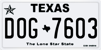 TX license plate DOG7603