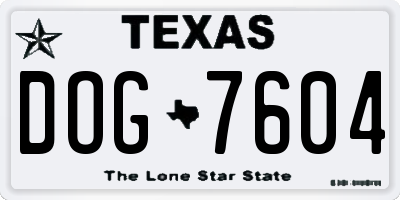 TX license plate DOG7604