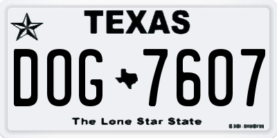 TX license plate DOG7607