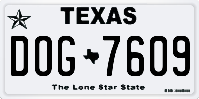 TX license plate DOG7609