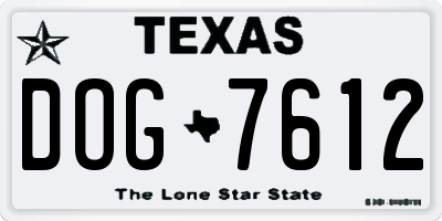 TX license plate DOG7612