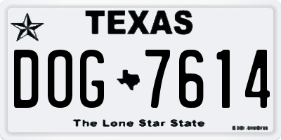 TX license plate DOG7614