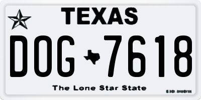 TX license plate DOG7618
