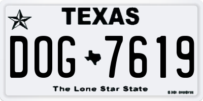 TX license plate DOG7619