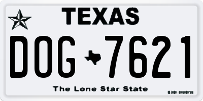 TX license plate DOG7621