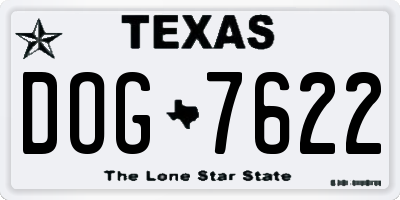 TX license plate DOG7622