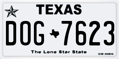 TX license plate DOG7623