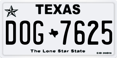TX license plate DOG7625