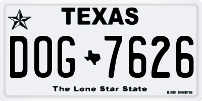 TX license plate DOG7626