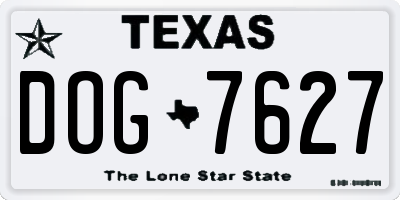 TX license plate DOG7627