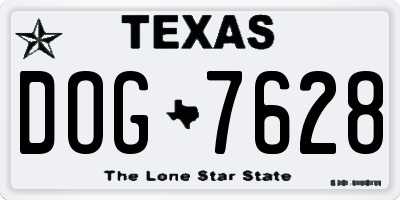 TX license plate DOG7628