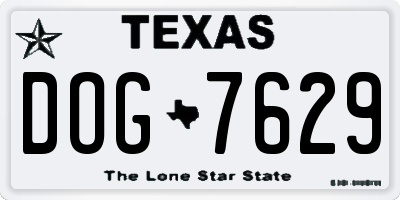 TX license plate DOG7629