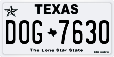 TX license plate DOG7630