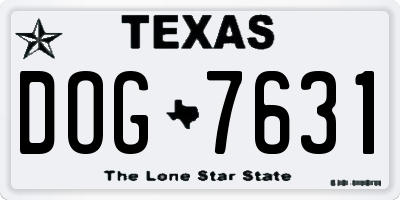 TX license plate DOG7631
