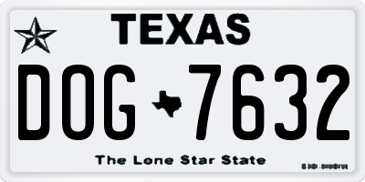 TX license plate DOG7632