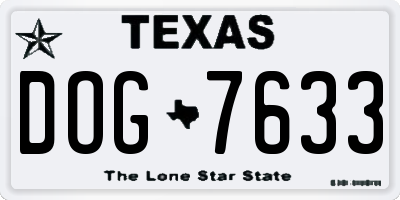 TX license plate DOG7633