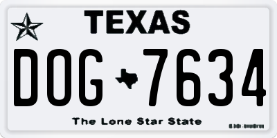 TX license plate DOG7634