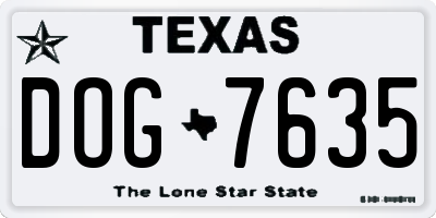 TX license plate DOG7635
