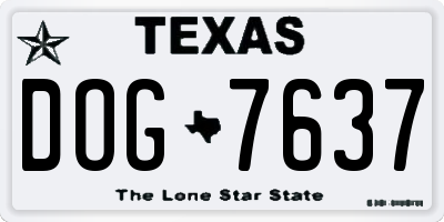 TX license plate DOG7637
