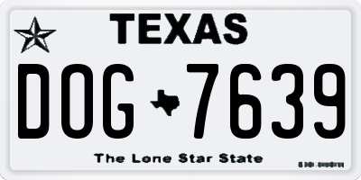 TX license plate DOG7639