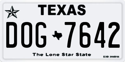 TX license plate DOG7642