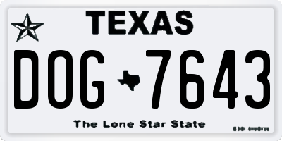 TX license plate DOG7643