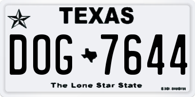 TX license plate DOG7644