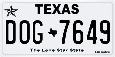 TX license plate DOG7649