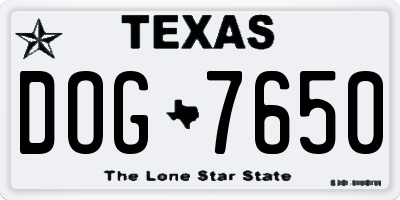 TX license plate DOG7650