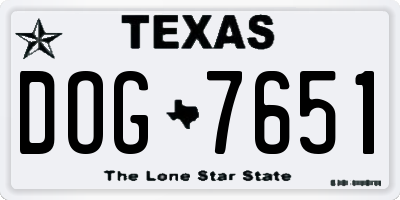 TX license plate DOG7651