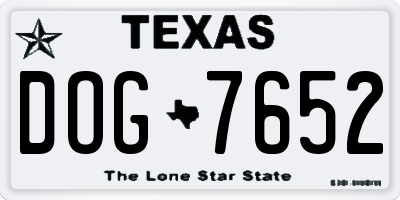 TX license plate DOG7652