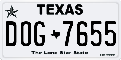 TX license plate DOG7655
