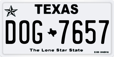 TX license plate DOG7657