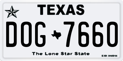TX license plate DOG7660