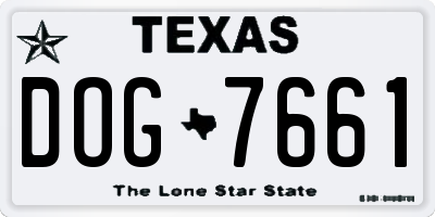 TX license plate DOG7661