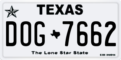 TX license plate DOG7662