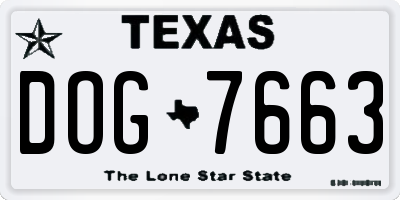 TX license plate DOG7663