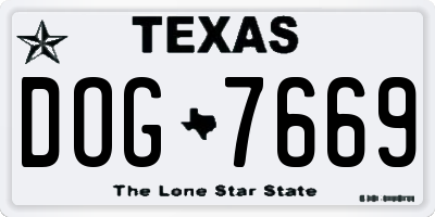 TX license plate DOG7669