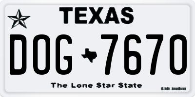 TX license plate DOG7670