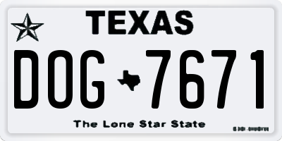TX license plate DOG7671