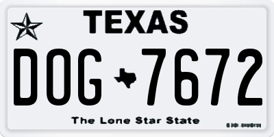 TX license plate DOG7672