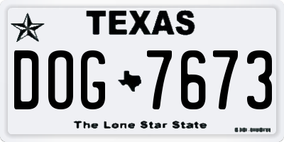 TX license plate DOG7673