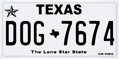 TX license plate DOG7674